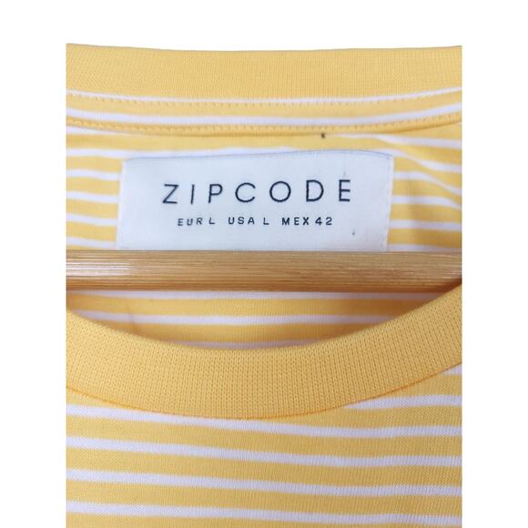 Zipcode Men’s T-Shirt Large Yellow White Striped Short Sleeve Casual Top - Picture 3 of 10